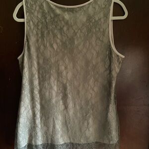 Chico’s Layered Lace Women’s Tank Camisole. NWT. Sz 2 Taupe/Olive w beige liner
